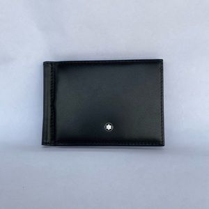 New Montblanc Black Leather Wallet With Money Clip